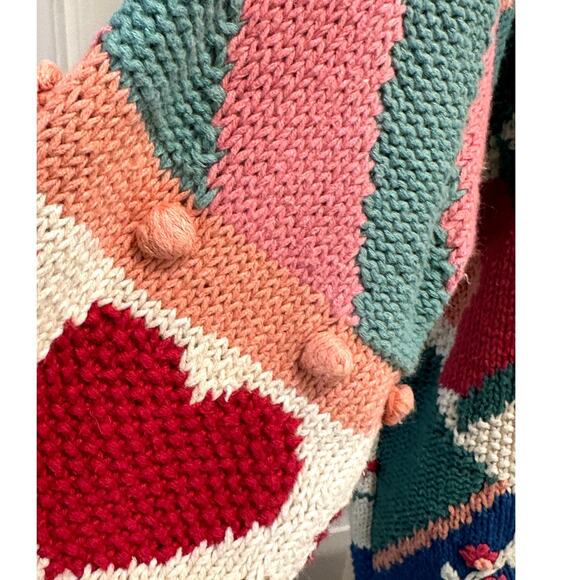 Belle Pointe Vintage 90's Cardigan 'Welcome' w/Floral Design and Basket Accent - Picture 8 of 12